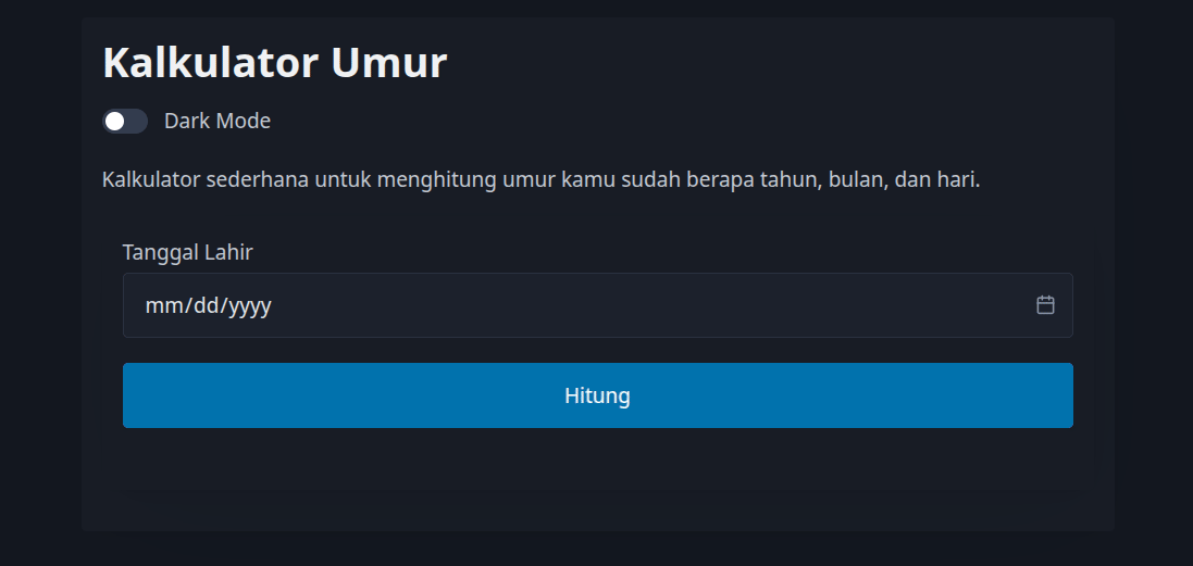 Tampilan Kalkulator Umur dengan lebar penuh